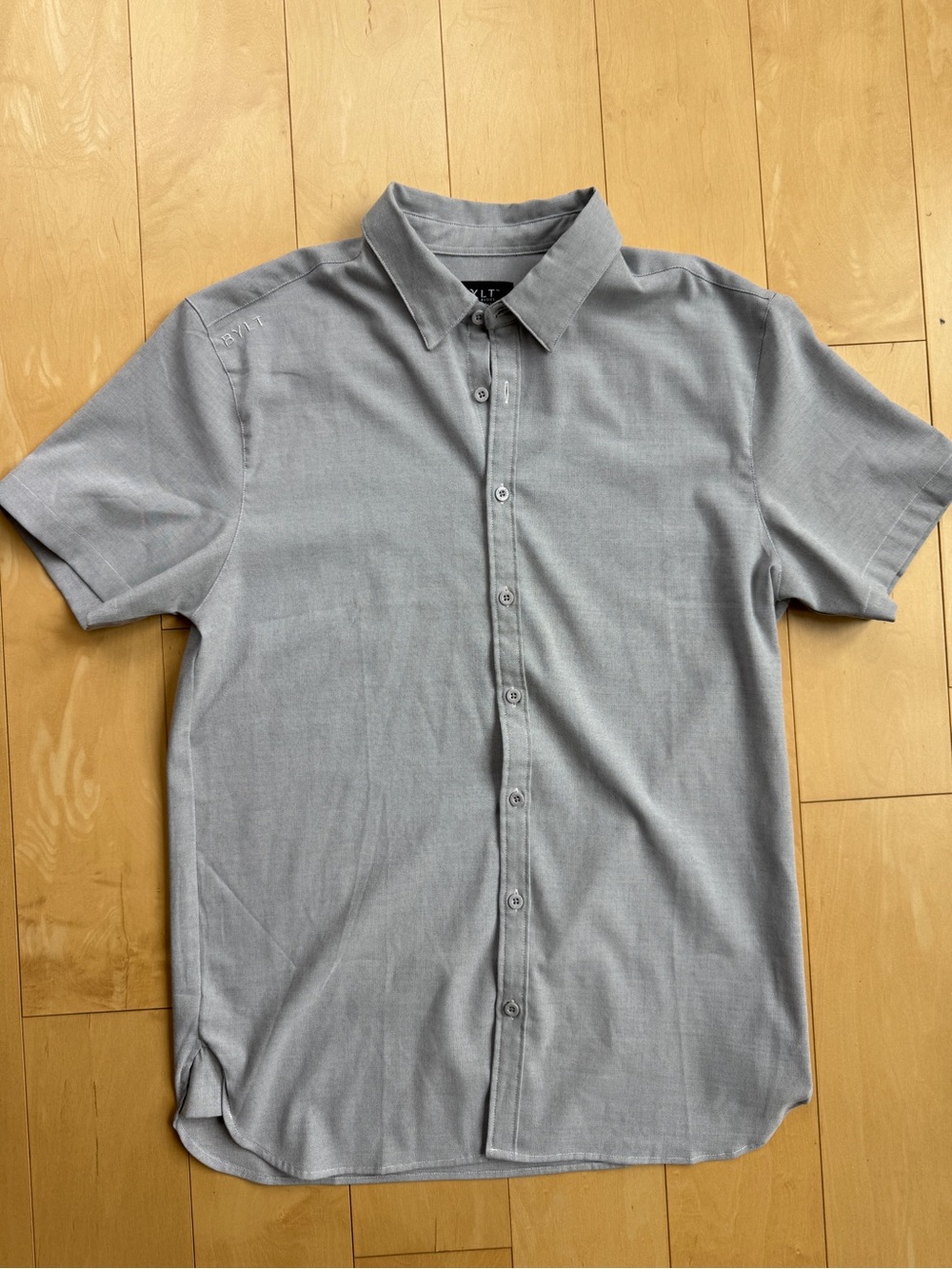 BYLT Premium Basics Vista Stretch Short Sleeve Button Down Color Storm Mens L